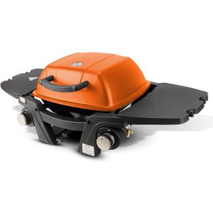 Gas Grill - Portable Propane Tabletop BBQ Grill, 12,000 BTU with Two Burners, Removable Side Tables, Built-in Thermometer, Orange