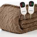 Heated Electric Blanket Queen Size-84"x90" Heating Blanket with 10 Heating Levels & 5 Time Settings Over-Heat ProtectionWinter Warmer for Adults with ETL CertificationBeige