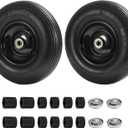 (2 PCS) 4.00-6 Tire and Wheel, 13" Flat Free Wheelbarrow Tire with 5/8" or 3/4" Bearings 4.00-6 Solid Tires for Wheelbarrows, Trolleys, Garden Carts,Hand Trucks