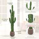 UV-Resistant Artificial Fake Cactus Plants 5ft – Tall Fake Cacti Outdoor Tree with Brown Decorative Planter – Large Faux Tropical Cactus for Indoor & Outdoor Home, Office, or Garden Decor
