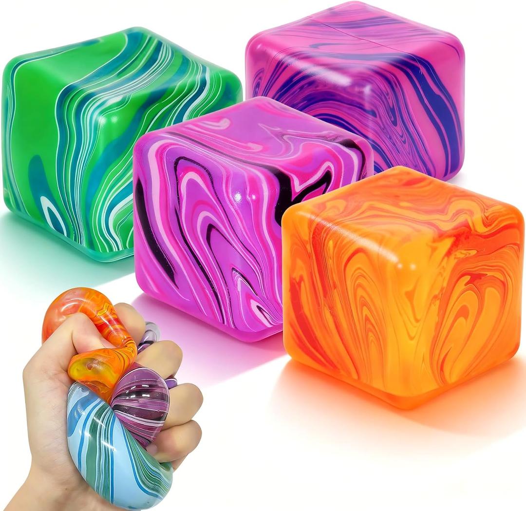 4 Pack Fidget Toys Squishy Stress Toys.Fidget Squeeze for Adults, Squishy Balls for AnxietyStress Relief & Easter Basket Stuffers Classroom Prizes