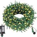 99FT 300 LED Christmas String Lights End-to-End Plug 8 Modes Indoor Lights with Timer, Outdoor Indoor Fairy Lights Christmas Tree Patio Garden Holiday Warm White (Warm White Glass Green Wire)