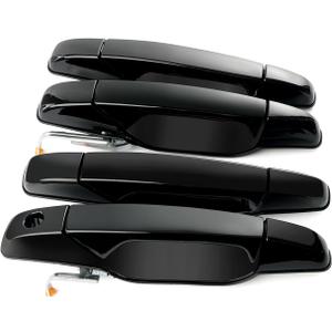 4 PCS Black Exterior Door Handle Front Rear Driver Passenger Compatible with 2007-2014 Chevy Silverado Suburban Avalanche Tahoe, GMC Sierra Yukon, Escalade Replaces 20828258, 22738721, 25960525