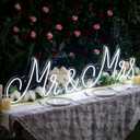 Mr and Mrs Neon Sign for Wedding 57.09 x 15.75 Inch Neon Light LED Backdrop Wall Decor USB Wedding Reception Decoration Gifts for Anniversary Engagement Banquet(Cold White)