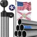 25FT Heavy Duty Flag Pole for Outside, 13 Gauge Aluminum In-Ground Kit | 90MPH Wind Tested, With 3x5 Embroidered American Flag, House Yard & Commercial Installation, Durable, All-Weather, Gray