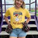 Women Baseball Mom Graphic T-Shirt Vintage Print Short Sleeve Tee Game Day Softball Fan Tops Soft (Yellow, L)