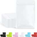 FireKylin 100 Pack Resealable Packaging Bags for Small Business Double-Sided Color Smell Proof Bags for Food Storage Flat Bags (White, 5.5" x 7.8")