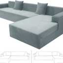 ZNSAYOTX 2026 Soft Velvet Sectional Couch Covers, Luxury Plush Slipcovers with Elastic Bottom for L Shape Sectional Sofa, 2 Pcs Pet Friendly Protector (3 Seat Couch + 3 Seat Chaise, Light Grey)