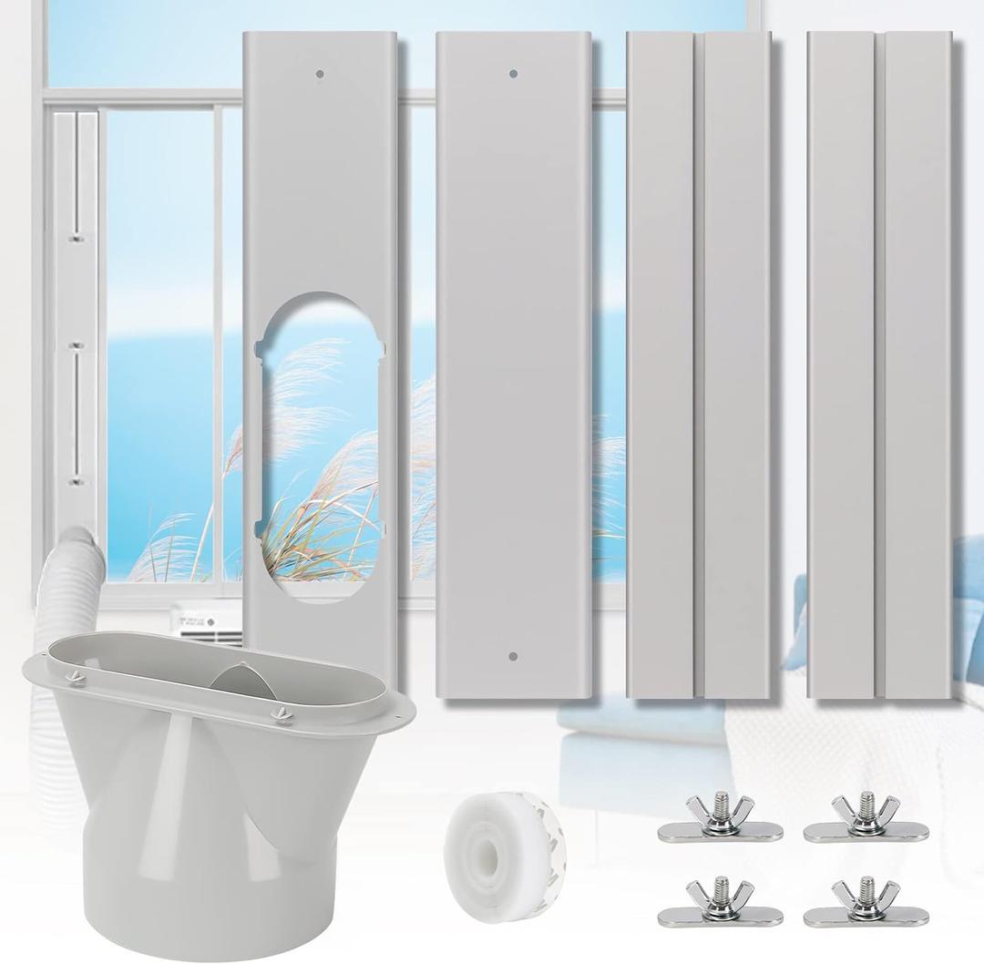 Portable Air Conditioner Window Kit, Adjustable Vertical/Horizontal Sliding Window Vent Kit Plate for AC Unit, AC Window Seal Suitable for 5.1 AC Exhaust Hose