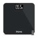 iHome Digital Step On Bathroom Scale - High Precision Body Weight Scale - Battery Powered with LCD Display - Great for Home Gym - 396 lb (Black) (Black 10 Inch)