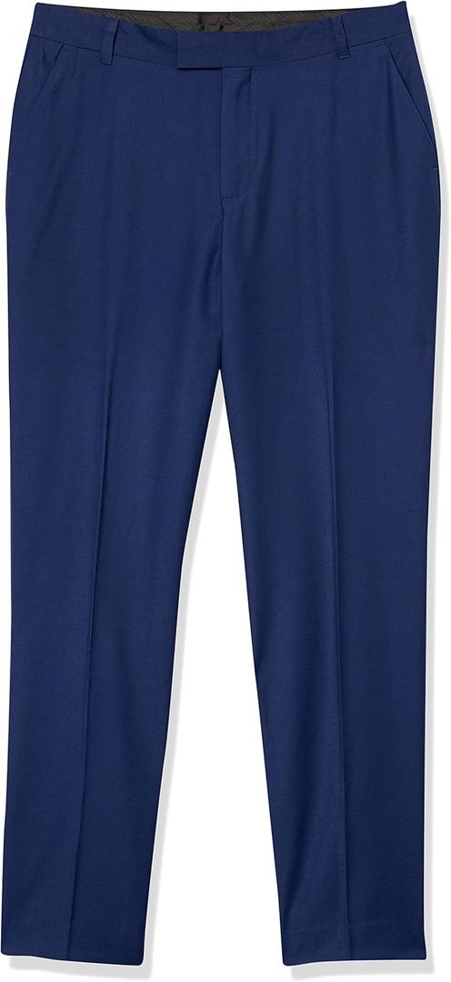 Calvin Klein Boys Flat-Front Bi-Stretch Dress Pant, Straight Leg Fit, Belt Loops & Front Pockets (14 Husky, Bright Blue)