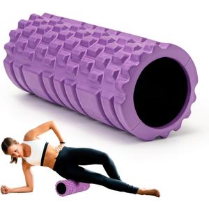 Foam Roller for Muscle Massager, Patented 13" High Density Exercise Roller for Muscle and Myofascial Trigger Point Release, Yoga, Back Roller for Fitness, Yoga (Purple) (Violet)