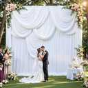 50ft x 14ft White Backdrop Curtains, 10 Panels Extra Long Wrinkle Free Soft Fabric Drapes for Wedding Party Decor, Photo Backdrop for Baby Shower Birthday Stage Reception Staircase Lobby Decoration