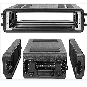 Diandian 2U Rack Case Shallow 12" Depth, 19" Rackmount Flight Case, Watertight Dust-Proof, Shock Mount for Amplifier, Pro Audio, DJ Mixer, Effects with Microphone Compartments