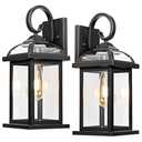 Roravilila Black Exterior Light Fixtures 1 Pack, Anti-Rust Aluminum Outdoor Wall Lights for House Porch Lights IP65 Waterproof Clear Glass Outdoor Sconces Wall Mount Wall Lanterns, Matte Black