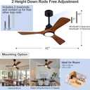 42 Inch Ceiling Fans with Lights and Remote, Wood Ceiling Fan with Light, Wall Switch, Dimmable, Reversible DC Motor, Memory Function, Modern Indoor Outdoor Black Ceiling Fans for Patios Bedroom