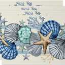 Sea Shell Starfish Beach Placemats Set of 4, 12x18 Inch Seasonal Spring Ocean Coastal Washable Linen Nautical Table Mats for Party Kitchen Dining Decoration