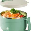 Microwave Ramen Bowl with Handles,304 Stainless Steel Liner Bowl, Microwavable Soup Mug with Lid Large Soup Cups for Ramen Noodle Cereal,42 oz(Gree)