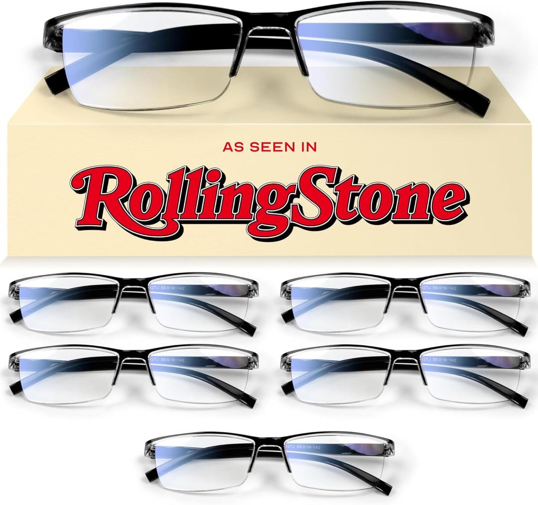 Gaoye 6 pack 1.0 Executive Style Reading Glasses Men - Durable Readers with Blue Light Filtering- Comfortable Fit with TR90 Frames (Black)