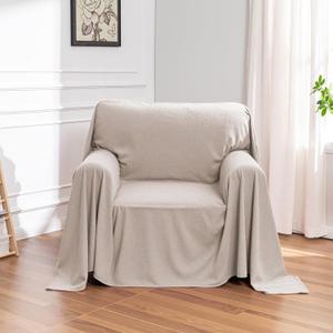 MEETSKY Small Couch Cover Oversized Armchair Sofa Covers Washable for Dogs Single Recliner Sofa Slipcover, Cat Scratch Proof Soft Sofa Throw Protector for Pets, 71" x 91", Oat