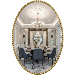 Beaded Oval Bathroom Mirror, 24x32 Inch Vintage Gold Oval Mirrors