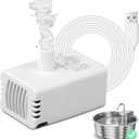 Cat Water Fountain Pump, JY-200S Replacement Pump for Stainless Steel Pet Fountain Adjustable Water Flow Dispenser, Ultra Quiet Pump with Submersible Motor for Dog Drinking Bowl, Low Consumption