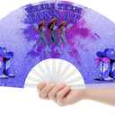 2 x Fans For Line Dancing, Hand Fan Foldable,Hand Fans for Women Foldable, Clack Fan,Western Large Festival Folding Fans, 26in(Blue)