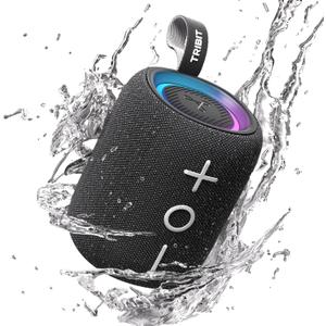 Tribit StormBox Mini+ Portable Bluetooth Speaker, 12W Wireless Speaker with 360Surround Sound, 12H Playtime, Custom EQ, BT5.4, IPX7 Waterproof, RGB Lights, Type-C, TWS, AAC/SBC, Home/Outdoor/Travel