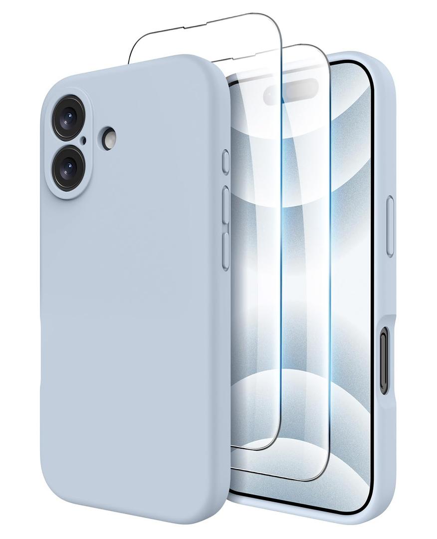 OTOFLY Compatible with iPhone 16 Case, Compatible with MagSafe, Shockproof Magnetic Silicone Case for iPhone 16,[Military Grade Protection] [2 Pack Screen Protectors], Cream