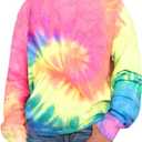 GAMISOTE Unisex Kids Tie Dye Sweatshirt Boys Girls Hooded Kangaroo Pocket Pullover Hoodies (5-6 Years, Red-yellow)