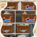 Boao 3 Pcs Dog Toy Wicker Storage Basket with Handle 15"x 11" x 7.9" Brown Handmade Rattan Woven Laundry Basket for Organizing Shelf Blanket Clothes Toy Car Bedroom Room Storage