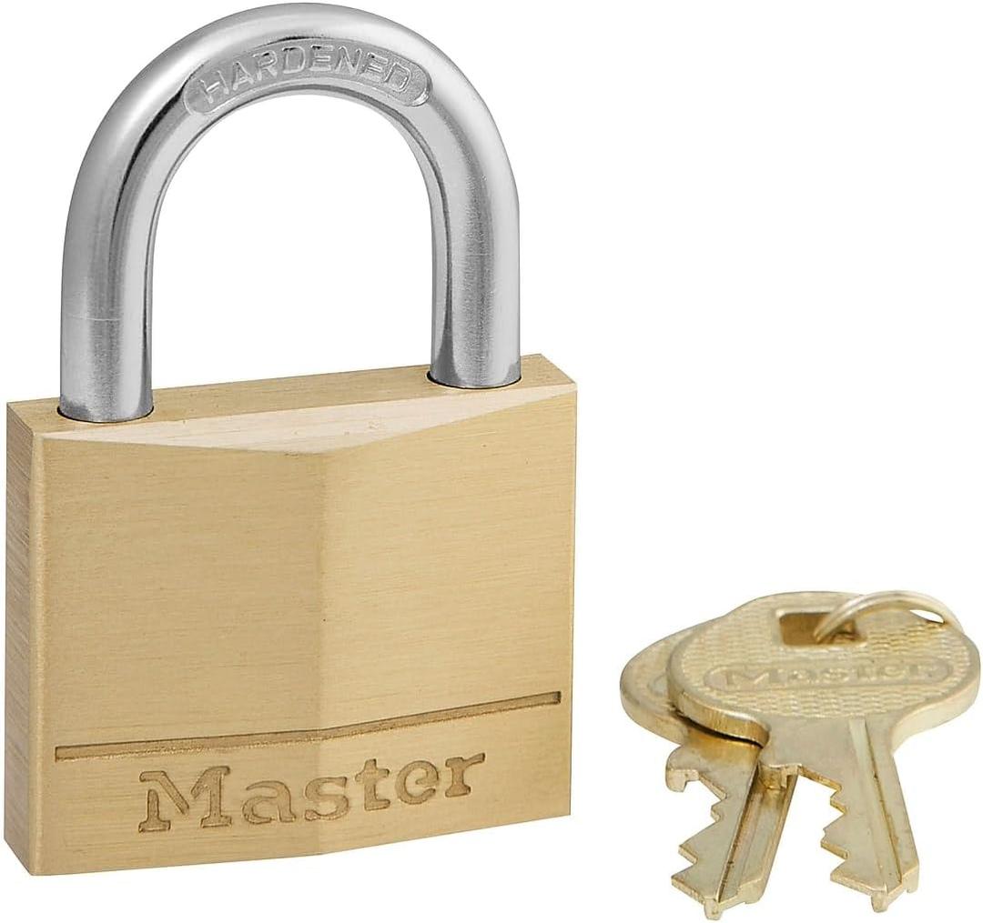 Master Lock 140D Solid Brass Keyed Different Padlock with 1-9/16-Inch Wide Body, 1/4-Inch Shackle, 4-Pack