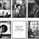 HoozGee Black and White Posters Vintage Fashion Decor Set of 6 Retro Wall Art Prints Perfume Woman Art Poster Pictures for Living Room Office (8"x10" UNFRAMED) (Square Girl Art)