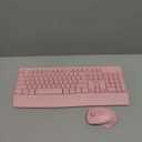 MEETION Wireless Keyboard and Mouse, Full-Sized Cordless Keyboard with Wrist Rest and 3 DPI Adjustable Mouse, 2.4G Wireless, Compatible with PC/Computer/Laptop/Windows/Mac, Pink
