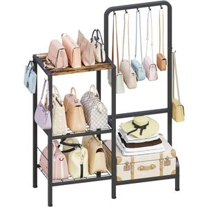 3-Tier Floor-Standing Purse Organizer for Closet, Black
High-Capacity Handbag Organizer with 5 Purse Hanger & 3 Side Hooks, Space-Saving Purse Rack Stand for Storage in Small Space