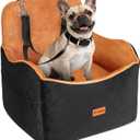 Vivifying Dog Car Seat for Small and Medium Dogs, 4" Booster Pet Car Seat with Safety Strap, Plush Travel Dog Bed for Car with Storage Pocket, Detachable Washable Cover, Fits Dogs up to 35lbs (Black)