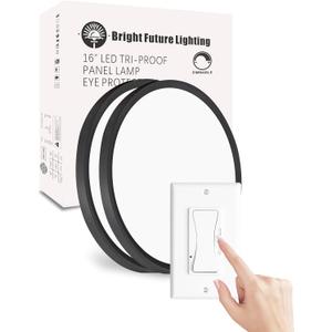 2Pack 16 Inch Dimmable LED Flush Mount Ceiling Light Panel,32W 3480LM,3000K/4000K/6000K CCT Selectable,Ultra Thin Round Black Ceiling Light Fixture for Hallway Kitchen Bedroom Home Office Bathroom