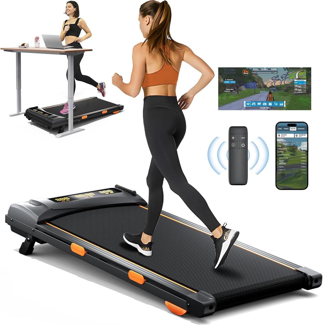 Walking Pad Treadmill With Incline, Under Desk for Home Office, Portable 2.5HP, 300 lbs Capacity, APP/Remote Control, LED Displays, Manual Incline(M) (Medium)