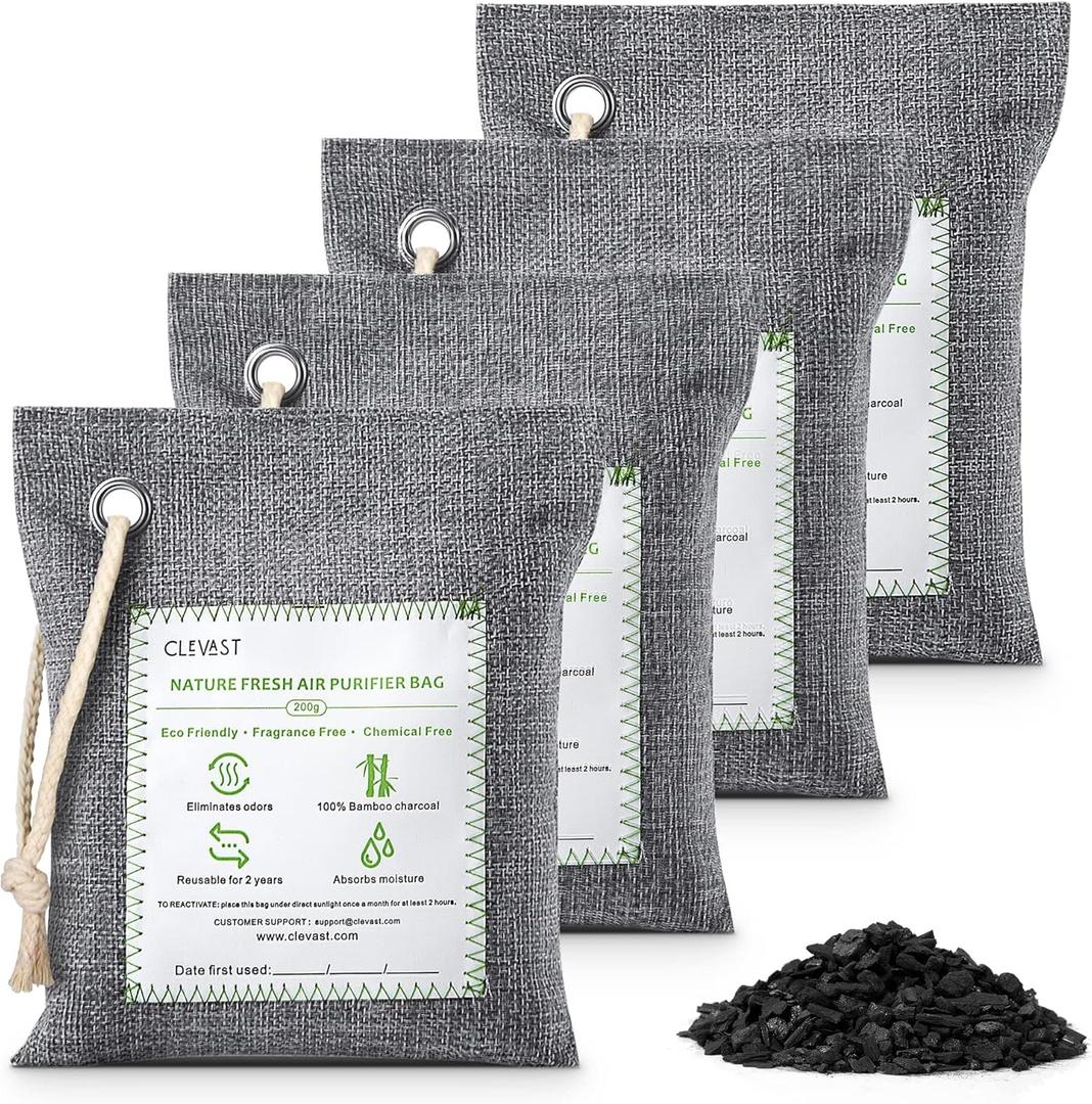 CLEVAST Bamboo Charcoal Air Purifying Bags - (Large, 4200g), Removes Odors and Moisture, Nature Fresh Air Purifier Bags, Odor Eliminator for Home, Car, Pets, Bathroom, Basement