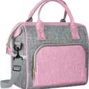 IDEATECH Insulated Lunch Box for Women, Cute & Reusable Cooler Lunch Bag for Work, Office & Picnic, Leak-Proof Tote with Shoulder Strap (Pink)