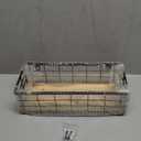 Metal Wire Basket Detachable Wood Base Storage Organizer Farmhouse Bin for Kitchen Cabinets, Bathroom, Pantry, Laundry Room, Closets1 Pack in Black Color,Size Big