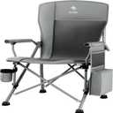 XL Premium Camping Chair - 400lb Capacity, Oversized 23.7" Wide Seat, Heavy Duty 600D Oxford Fabric, Padded Camping Chair Portable for Outdoor, Beach, Tailgate Parties Slate/Black