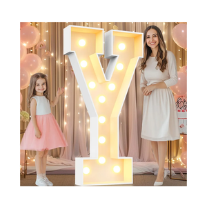 Pooqla 4 FT Marquee Light Up Letters, Marquee Letter Lights 4 Feet Tall, Giant Letter Sign Big Mosaic Letters for Balloons Birthday Party Anniversary Wedding Decorations, Warm White Letter Y