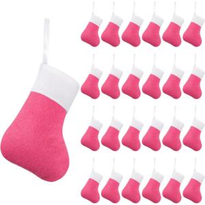 Seematn 50 Pcs Mini Christmas Stockings Small Christmas Stockings Bulk Xmas Tree Decorations for Office Colleague Gifts Church Charity Donate Decor, 5.9 x 3.2 Inch (Pink, White)