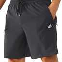 Cosmolle Mens Hiking Shorts Lightweight Quick Dry Workout Shorts with Zipper Pockets for Golf, Running, Gym (Black, Medium)