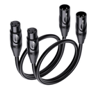 Cable Matters 2-Pack Premium Short XLR to XLR Cables - 1ft, Male to Female Microphone Cable, Oxygen-Free Copper (OFC) Mic Cord, Black