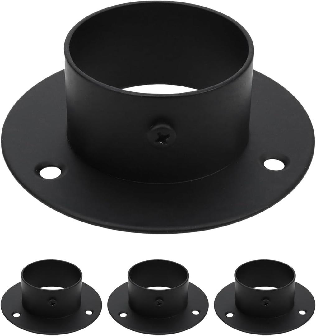 Antrader Stainless Steel Heavy Duty Closet Rod Holder,Curtain Rod Pole End Supports Sockets Flange,Diameter 2" (51mm),Black,4Pcs