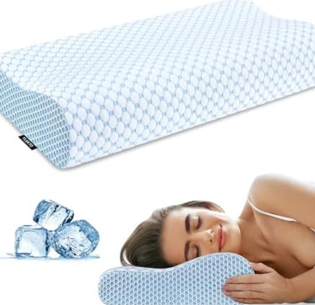 Cervical Pillow for Neck Pain Relief, Contour Memory Foam Pillows for Sleeping, Ergonomic Pillow Adjustable Orthopedic Cooling Pillow Bed Pillow Neck Support for Side Back Stomach Sleepers(Blue)