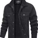 MAGCOMSEN Winter Jackets for Men Corduroy Jacket Men Sherpa Lined Fleece Warm Cargo Casual Coat with 5 Pockets Size XL Black