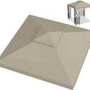 10x10ft Canopy Replacement Top, Double Tiered Pop-up Gazebo Covers Replacement with 12 Velcro, Waterproof UV Protective Nylon, Outdoor Shelter for Grill, Patio, Event, Trade Show (Khaki)